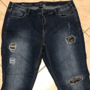 Lane Bryant Stretch Skinny Jean Camo-Backed Destru